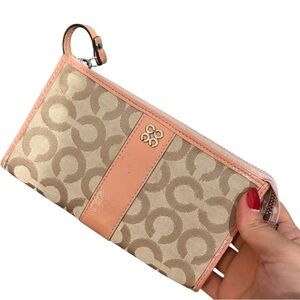 Stylish Pink and Beige Women's Bag Coach wristlet wallet coin purse designer